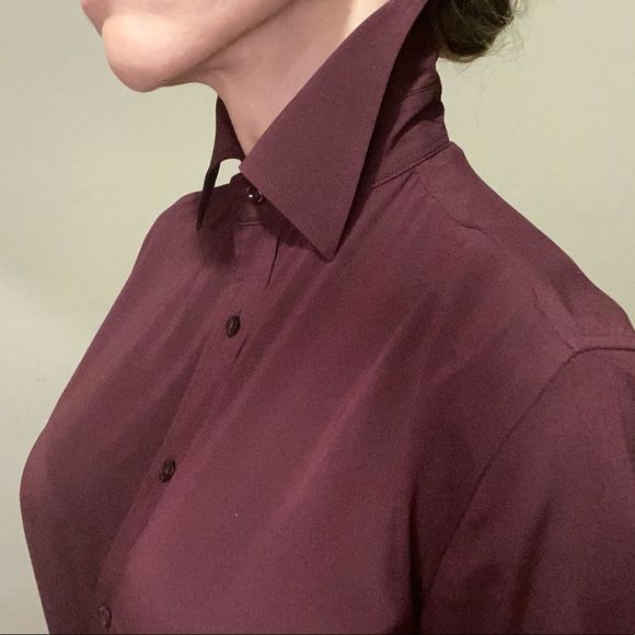 Ralph Lauren black label burgundy silk blend blouse size 2 - Picture 11 of 16